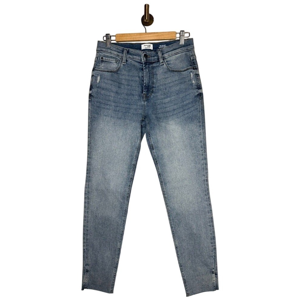 Kensie Kelsey High Rise Skinny Jeans Light Wash Raw Hem Stretch Denim 6 / 28